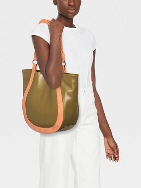 Universal Thread Olive Green Tote with Peach Straps